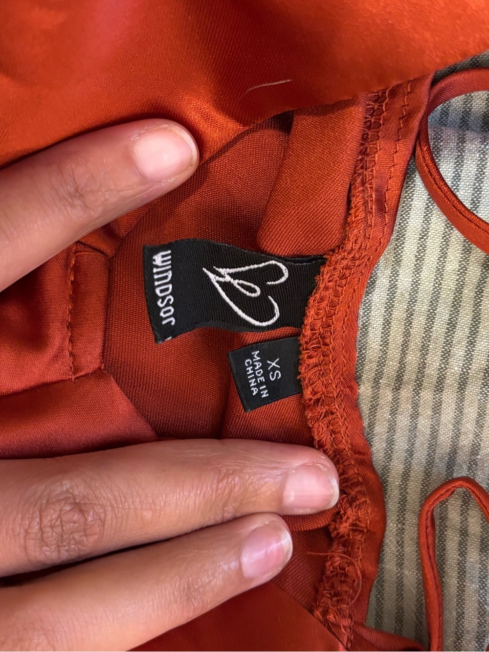 Windsor Satin Slip Dress in Rust - Picture 3 of 3